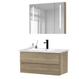 Marble ceramic sink modern hotel wall mounted white gold bathroom vanity furniture with countertop and double sink