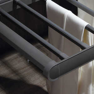 Porte-pantalons multifonctionnel en fer à tirer <span class=keywords><strong>pour</strong></span> <span class=keywords><strong>dressing</strong></span>, panier de rangement rétractable avec fonction d'amortissement et supports à clips - Product Image 3