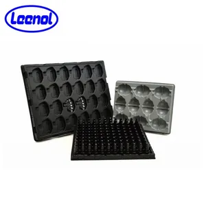 Leenol Black Blister Process Type PS Bag And Carton Packing Rectangular PP Storage Food Plastic ESD Trays