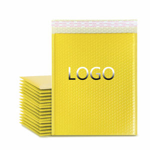 Sac à bulles en film co-extrudé biodégradable écologique jaune 15x18+4CM épais pour cosmétiques, bijoux, CD, enveloppe, logo personnalisé - Product Image 1