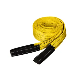 3 Ton 5 Ton 10 Ton 20 Ton 2T Polyester Webbing Sling Web Belt Kode Warna Kontainer Mengangkat Sling dengan Mata Datar