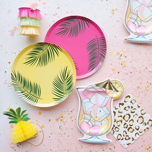 ชุดจานกระดาษลายใบปาล์มดีไซน์ใหม่ DAMAI ชุดอุปกรณ์จัดงานเลี้ยงวันเกิดและของตกแต่งโต๊ะ อุปกรณ์จัดงานปาร์ตี้ - Product Image 2