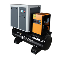 Compresseur d'air à vis portable VEXOR 7,5 kW 10 CV 8 bars 220 V 380 V 4-en-1 avec roues et anneau de levage pour usage en construction
