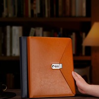 Carpeta organizadora de cuero multifuncional A4 con cierre de seguridad, para contratos de ventas empresariales