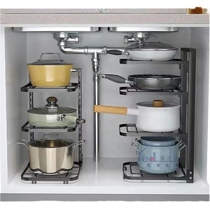 Sortie d'usine cuisine ménage support de rangement multicouche en acier au carbone couvercle de Pot réglable four à <span class=keywords><strong>micro</strong></span>-ondes appareil <span class=keywords><strong>étagère</strong></span> - Product Image 3