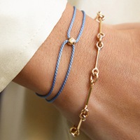 Nouveau Bracelet Double Couche en Acier Inoxydable 18 carats avec Bouton Doré et Diamant, Cordon Tressé Réglable, Bijoux Femme, Bijoux Empilables