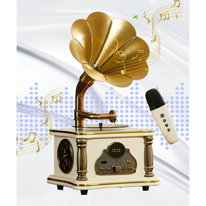 Retro Multi Function Portable Gramophone Speaker With FM Radio For Home Car Use <b>USB</b> TF Card Slot Plastic Material - Product Image 4