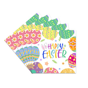 Nouvel ensemble décoratif de fête de Pâques pour enfants avec un lapin, comprenant une nappe jetable <span class=keywords><strong>multicolore</strong></span>, un plateau en <span class=keywords><strong>papier</strong></span> et des serviettes en <span class=keywords><strong>papier</strong></span> - Product Image 4