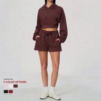 Ensemble de survêtement 2 pièces pour femme FH, collection automne-hiver, coupe ample, sweat à capuche zippé et pantalon de jogging, tenue de sport décontractée et chaude, vente en gros