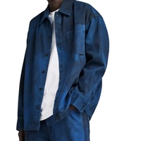 Ensemble chemise et veste en jean ample délavé pour homme, 2 pièces, vente en gros Guangzhou