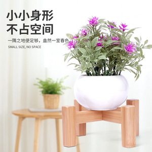 Support de pot de fleurs en bambou de style nordique pour balcon, sol intérieur, table, décoration de la maison, support de fleurs en bambou massif, bonsaï. - Product Image 1