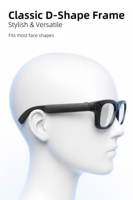Lunettes intelligentes IA avec photographie et enregistrement vidéo 800W pixels, contrôle tactile et appareil portable.
