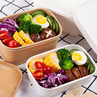 Vente en gros de boîtes en papier kraft de haute qualité brun blanc à emporter déjeuner Bento salade de riz fruits restauration rapide récipients de préparation de repas