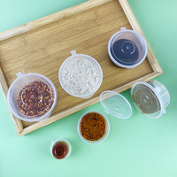 Échantillon gratuit de gobelet à sauce en plastique jetable rond pour emporter, avec couvercle à charnière