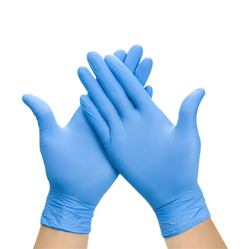 Gants en nitrile bleu à usage unique, pièces, sans poudre chaude, gants de sécurité, vente en gros