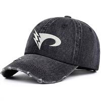 Gorra de Béisbol de Mezclilla Desgastada de Alta Calidad con Orificios, Visera Curva, de Algodón, a la Moda, de 6 Paneles, Bordada, Deportiva