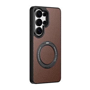 Funda Magnética de Cuero PU de Alta Gama para Samsung S26 S24 S25 Ultra con Protección de 360° °   Funda Protectora con Soporte de Anillo Metálico - Product Image 1