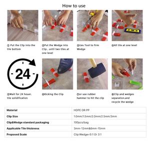 Dingyue Clips <span class=keywords><strong>de</strong></span> nivellement <span class=keywords><strong>de</strong></span> carreaux Wedges 50pcs Pack avec pince poussoir pour hexagone 6x24 Carreau <span class=keywords><strong>de</strong></span> porcelaine grand format - Product Image 4