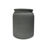 Vase en résine de pierre à texture ciment gris foncé mat, pot de fleurs, décoration minimaliste nordique pour la maison, plante d'intérieur ou d'extérieur