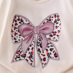 Conjunto de <span class=keywords><strong>Ropa</strong></span> para Niña, Estilo <span class=keywords><strong>Retro</strong></span> de Verano, Estampado de Leopardo, Gráfico con Lazo, Conjunto de Dos Piezas, Camiseta de Manga Corta y Pantalones Acampanados para Niña Pequeña - Product Image 3