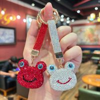 Porte-clés en alliage en forme de grenouille mignon, très tendance, avec strass étincelants, pendentif pour sac à main de femme pour les trajets quotidiens