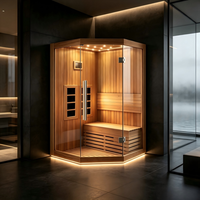Cabine de sauna personnalisée haut de gamme avec finition en bois de cèdre, contrôleur numérique, design de porte en verre pour hôtels, espaces de bien-être privés