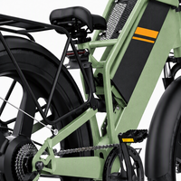 Vélo de montagne électrique pour adultes vert de 26 pouces, cadre en alliage d'aluminium, moteur à moyeu arrière, batterie au lithium intégrée, 2000W, autonomie >60 km