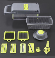 Topleider 12-In-1 Handmatige Groente Mandoline Slicer Pp Handbediende Veggie Chopper Met Uiensnijder Voedselhakselaar