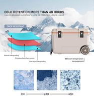 Glacière rigide 50L portable isotherme avec roues, boîte à poisson, logo sérigraphié fait main, coffret cadeau personnalisé