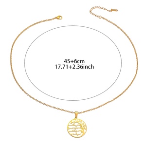 Ağaç Hayat Yazısı <span class=keywords><strong>Allah</strong></span> Kaligrafisi Müslüman Arapça İslam Kolye 316L PVD Paslanmaz Çelik Moda Takı Kolyeler Toptan Bayram - Product Image 2