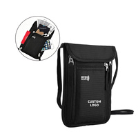 Portefeuille de voyage ultra fin et léger en polyester avec logo personnalisé, blocage RFID, pour passeport, avec chaînes, portable