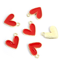 Emaille Gepunte Rand Hart Charm Bedel Zinklegering Goud Zilver 100 Stuks per Batch voor DIY Ketting Armband Sieraden Maken