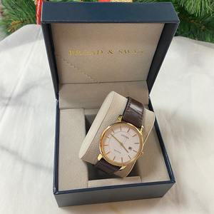 Confezione di Lusso Personalizzata in Cartone Rigido Ecologico Resistente all'Acqua con Stampa in Lamina d'Oro Beige per Accessori Orologi - Product Image 1