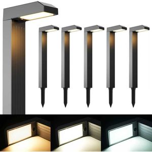 Coxseni Solar <b>Pathway</b> Lights 6 Pack 3 Color Led Outdoor Landscape <b>Lighting</b> With Warm Cool Daylight Modes Auto On Off - Product Image 1