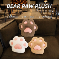 Coussin en peluche rose en forme de patte de chat ou d'ours, long et moelleux, pour décoration d'anniversaire et cadeaux, style dessin animé