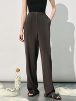 JINFENGYUAN 862618 Pantalon en soie pour femme, coupe ample et droite, long, taille haute, pour l'été, le sport, la gym, la danse, décontracté