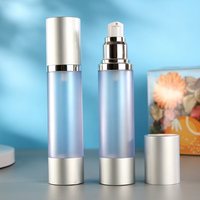 Flacon pompe airless métallique argenté de 50 ml pour encre de tatouage, pigment, rechargeable, dépoli, sans BPA, pour soins de la peau, avec logo personnalisé
