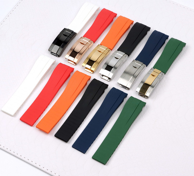Silicone Stainless Steel Retro Pin Buckle Watch Strap for for Green Black Water Ghost GMT 20 21 22mm Watch Band