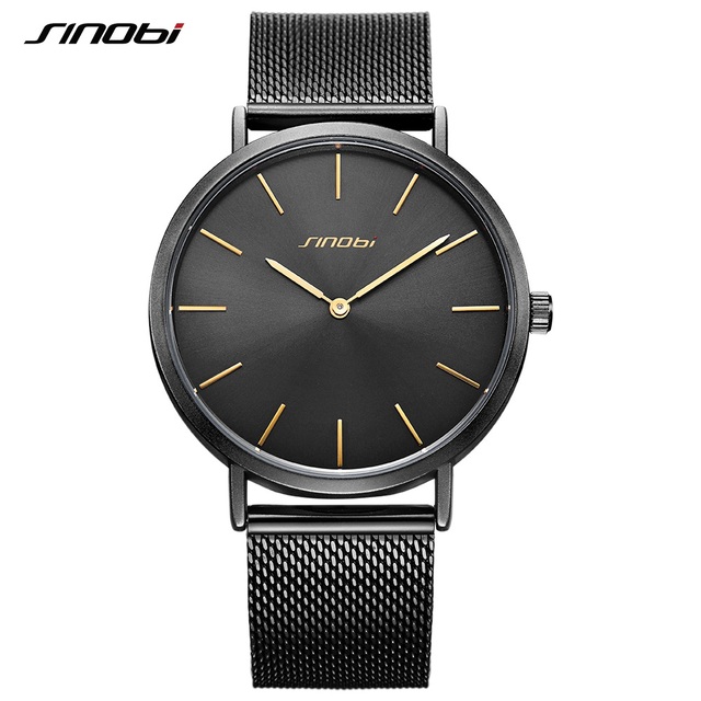 SINOBI Latest Minimalist 9780 High Quality Vintage Business Men Quartz Watches Stainless Steel Fashion Brand Male Wristwatch OEM