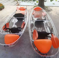 Canoë transparent 2 places en verre PC, canoë-kayak et pêche, avec coffret en bois, transparent 6 mm, en LLDPE pour lacs et rivières