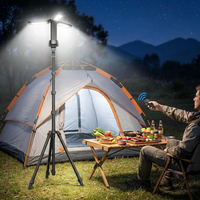 Lanterne de camping LED multifonctionnelle, support trépied portable, intensité réglable, télécommande, chargement USB-C, lampe de pêche de nuit d'urgence
