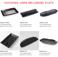 Assiettes de Dîner en Mélamine Incassable de Haute Qualité Alimentaire pour Buffet Traiteur Hôtellerie – Set d'Assiettes à Sushi Noir Mat pour Restaurant