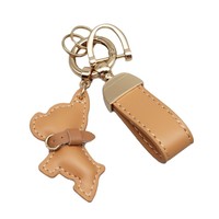 Porte-clés PU coloré sac en cuir pendentif accessoires cuivre matériel résistant à l'usure étui pour écouteurs
