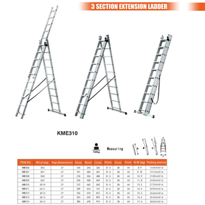 Escalera Telescópica <span class=keywords><strong>de</strong></span> Aluminio <span class=keywords><strong>de</strong></span> 3 Secciones, Certificada EN131, para Uso Doméstico e Industrial - Product Image 6