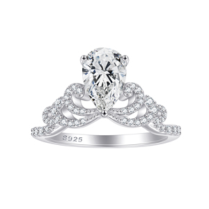 Factory Price S925 Sterling Silver Rhodium Fashion Jewelry <b>Rings</b> Pear Cut Cubic Zirconia Promise <b>Ring</b> Women's Anniversary Party - Product Image 1