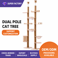 Arbre à chat en bois, tour à chat avec poteaux à gratter en sisal, lit capsule spatiale, hauteur réglable, structure d'escalade multi-niveaux pour chat, carton