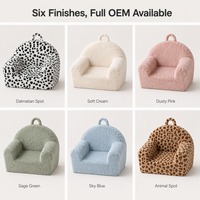 Fauteuil pouf en peluche pour enfants, siège en mousse douce à poils synthétiques motif taches de dalmatien pour tout-petits, avec poignée de transport, OEM