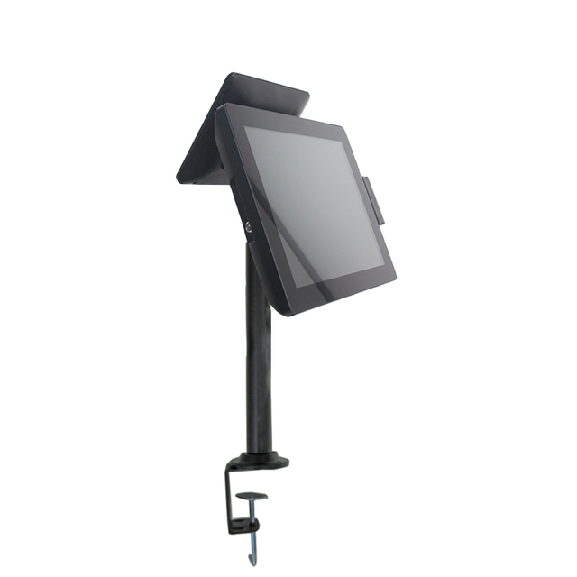 Universal Adjustable Dual Screen Pos Terminal Holder Swivel Stand Pos Pole Stand for Card Reader/Scanner/Printer