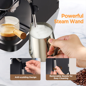 Machine à café expresso semi-automatique compacte électrique avec poignée supérieure, facile à déplacer, pour cappuccino, usage domestique, 15 bars - Product Image 6