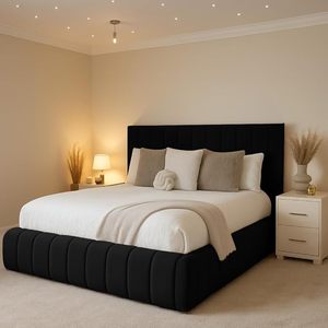 <span class=keywords><strong>Letto</strong></span> con Testiera Alta in Stile Italiano/Minimalista, Design Moderno con Pannelli Imbottiti in Velluto, Vendita all'Ingrosso - Product Image 2